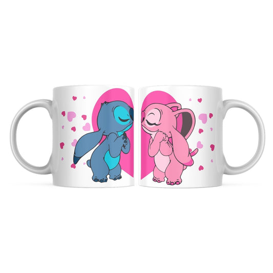 Stitch And Angel Kiss Pair Mug Cup 2 Set Customizable Mugs