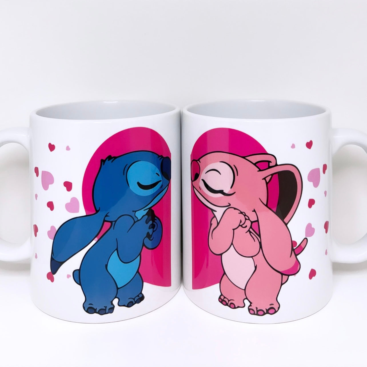 Stitch And Angel Kiss Pair Mug Cup 2 Set Customizable Mugs
